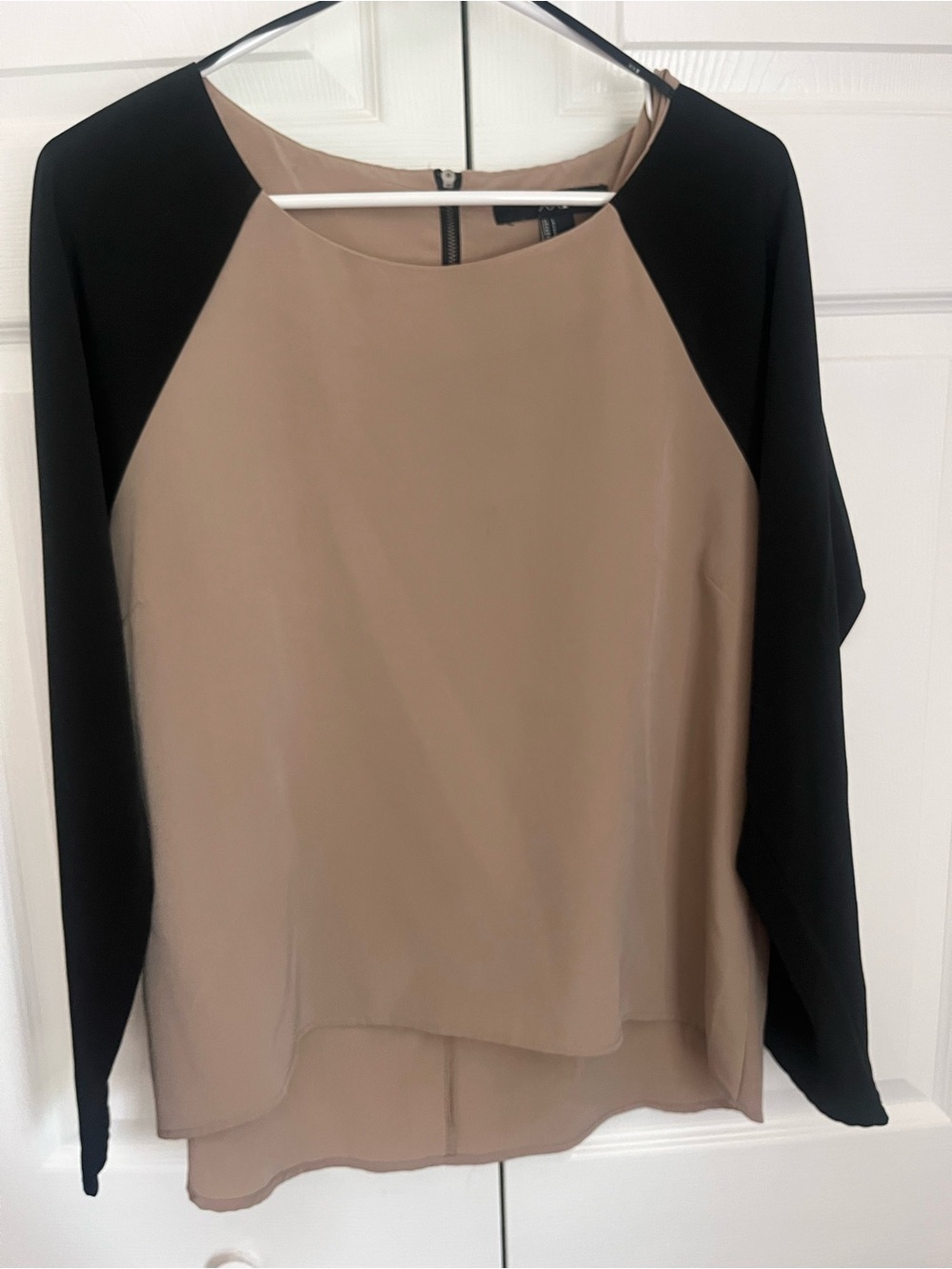 Forever 21 Taupe and Black Raglan Long-Sleeve Blouse